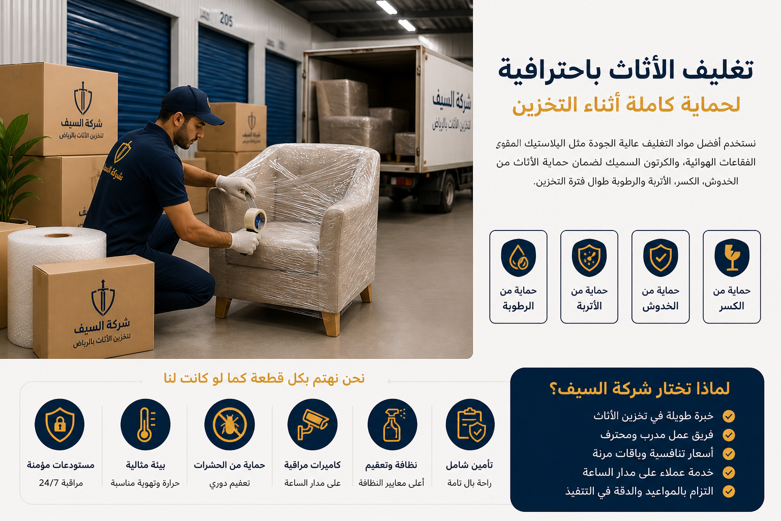 تخزين الأثاث بالرياض داخل مستودعات شركة السيف